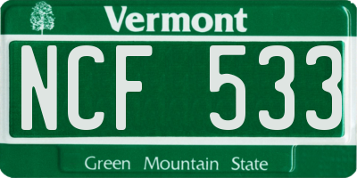 VT license plate NCF533