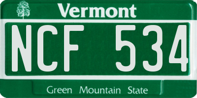 VT license plate NCF534