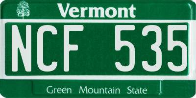 VT license plate NCF535