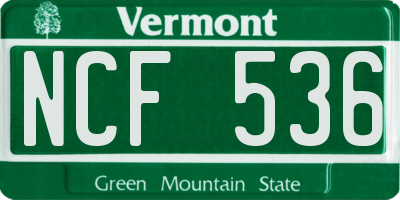 VT license plate NCF536