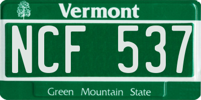 VT license plate NCF537