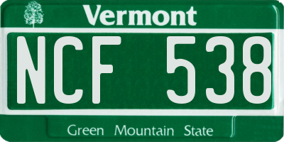 VT license plate NCF538