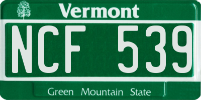 VT license plate NCF539