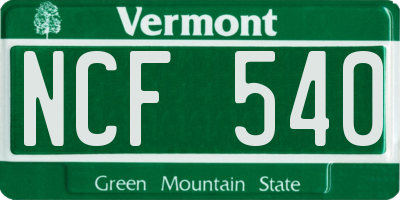 VT license plate NCF540