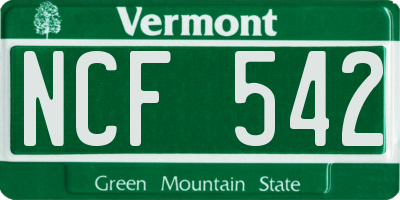 VT license plate NCF542