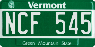 VT license plate NCF545