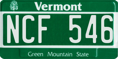 VT license plate NCF546