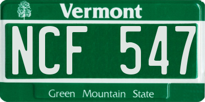 VT license plate NCF547