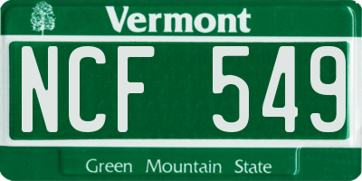 VT license plate NCF549