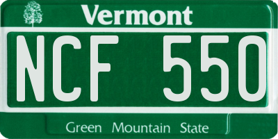 VT license plate NCF550
