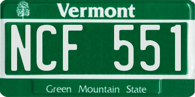 VT license plate NCF551
