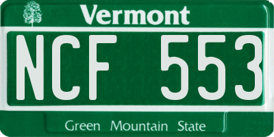 VT license plate NCF553