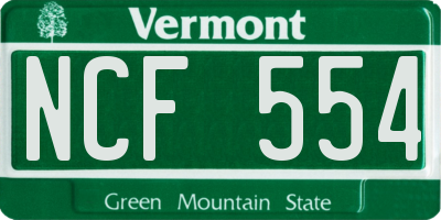 VT license plate NCF554