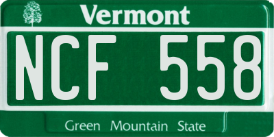 VT license plate NCF558