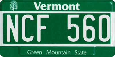 VT license plate NCF560