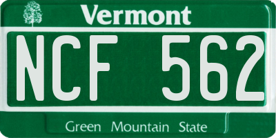 VT license plate NCF562