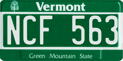 VT license plate NCF563