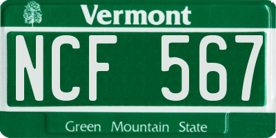 VT license plate NCF567