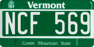 VT license plate NCF569