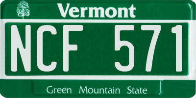 VT license plate NCF571