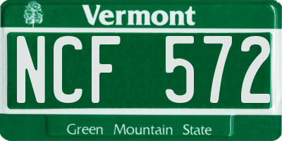 VT license plate NCF572
