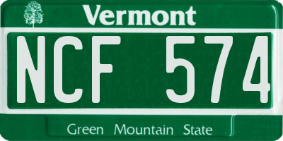 VT license plate NCF574