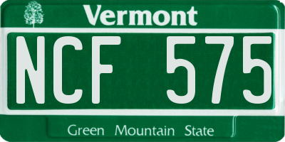 VT license plate NCF575