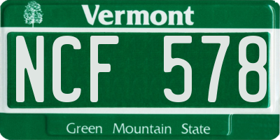 VT license plate NCF578