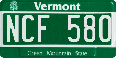 VT license plate NCF580