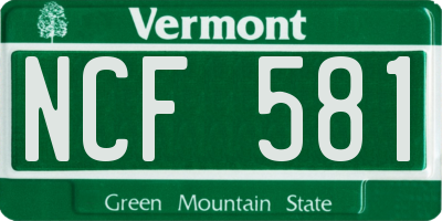 VT license plate NCF581