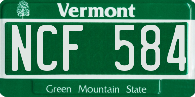 VT license plate NCF584