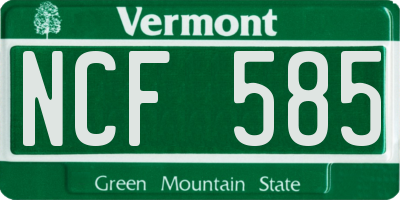 VT license plate NCF585