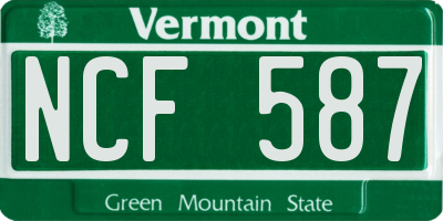 VT license plate NCF587