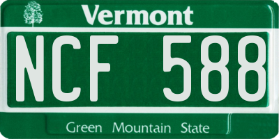 VT license plate NCF588