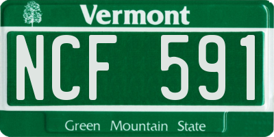 VT license plate NCF591