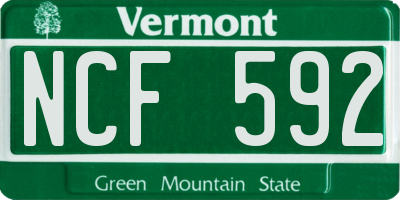 VT license plate NCF592