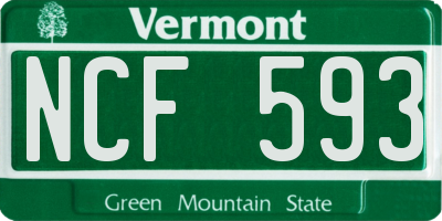 VT license plate NCF593