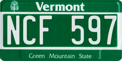 VT license plate NCF597