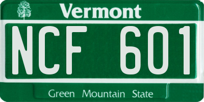 VT license plate NCF601