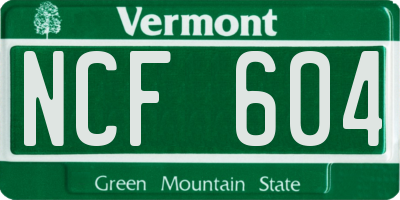 VT license plate NCF604