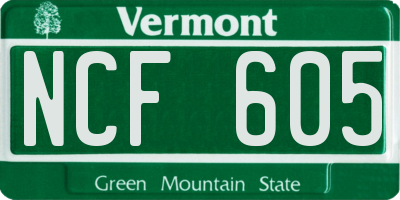 VT license plate NCF605