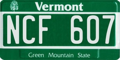 VT license plate NCF607
