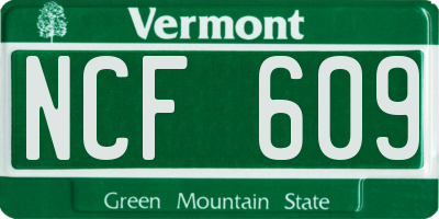 VT license plate NCF609