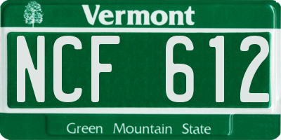 VT license plate NCF612