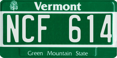 VT license plate NCF614