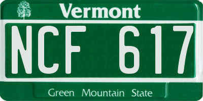 VT license plate NCF617