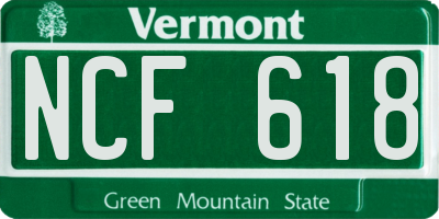 VT license plate NCF618