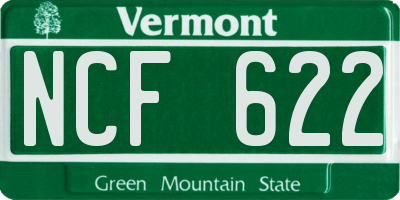 VT license plate NCF622