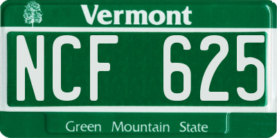VT license plate NCF625