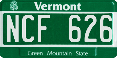 VT license plate NCF626